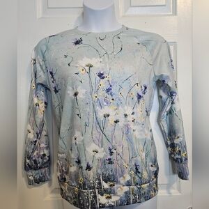 Floral Print Women's Long Sleeve Top. Size L.